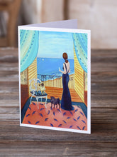 Load image into Gallery viewer, Lady with her Pug  Greeting Cards -  Blank Note Cards – 8-Pack of Artist-Designed Cards with Envelopes