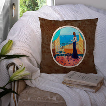 Load image into Gallery viewer, Lady with her Pug Throw Pillow - 14x14 Decorative Pillow – Art for Your Home &amp; Patio 7133PW1414