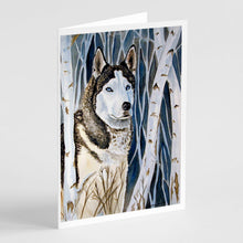 Load image into Gallery viewer, Siberian Husky  Greeting Cards -  Blank Note Cards – 8-Pack of Artist-Designed Cards with Envelopes