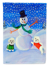 Load image into Gallery viewer, Snowman with a  Bichon Frise Flag Canvas House Size