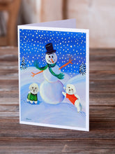 Load image into Gallery viewer, Snowman Bichon Frise Greeting Cards -  Blank Note Cards – 8-Pack of Artist-Designed Cards with Envelopes