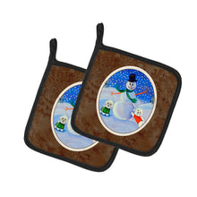 Load image into Gallery viewer, Snowman Bichon Frise Pot Holders - Set of 2 Decorative Kitchen Helpers | Made in the USA 7145PTHD