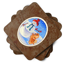 Load image into Gallery viewer, Snowman with Pomeranian Winter Snowman Foam Coaster  7151FC