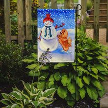 Load image into Gallery viewer, Snowman with Pomeranian Winter Snowman Garden Flag – Decorative Outdoor Yard Flag