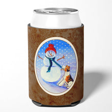 Load image into Gallery viewer, Snowman with  Fox Terrier Can or Bottle Hugger 7156CC