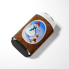 Load image into Gallery viewer, Snowman with  Fox Terrier Can or Bottle Hugger 7156CC