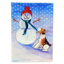 Load image into Gallery viewer, Snowman with  Fox Terrier Flag Canvas House Size