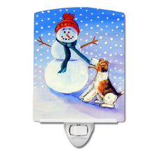 Load image into Gallery viewer, Snowman with  Fox Terrier Ceramic Night Light 7156CNL