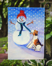 Load image into Gallery viewer, Snowman with  Fox Terrier Garden Flag – Decorative Outdoor Yard Flag