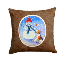Load image into Gallery viewer, Snowman with  Fox Terrier Throw Pillow - 14x14 Decorative Pillow – Art for Your Home &amp; Patio 7156PW1414