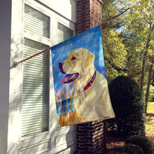 Load image into Gallery viewer, Yellow Labrador at the beach Flag Canvas House Size