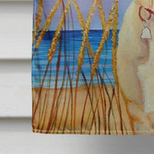 Load image into Gallery viewer, Yellow Labrador at the beach Flag Canvas House Size