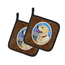 Load image into Gallery viewer, Yellow Labrador at the Beach Pot Holders - Set of 2 Decorative Kitchen Helpers | Made in the USA 7158PTHD