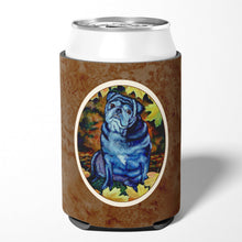 Load image into Gallery viewer, Old Black Pug in Fall Leaves Can or Bottle Hugger 7159CC