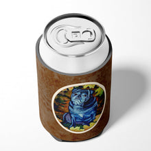 Load image into Gallery viewer, Old Black Pug in Fall Leaves Can or Bottle Hugger 7159CC