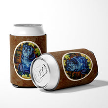 Load image into Gallery viewer, Old Black Pug in Fall Leaves Can or Bottle Hugger 7159CC