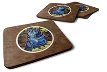 Load image into Gallery viewer, Old Black Pug in Fall Leaves Foam Coaster  7159FC