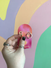 Load image into Gallery viewer, Brass Blue Night Hoops