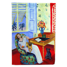 Load image into Gallery viewer, Lady with her Pug Flag Canvas House Size