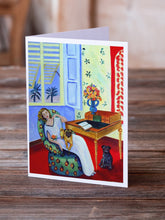 Load image into Gallery viewer, Lady with her Pug Greeting Cards -  Blank Note Cards – 8-Pack of Artist-Designed Cards with Envelopes