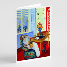 Load image into Gallery viewer, Lady with her Pug Greeting Cards -  Blank Note Cards – 8-Pack of Artist-Designed Cards with Envelopes