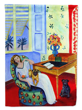 Load image into Gallery viewer, Lady with her Pug Garden Flag – Decorative Outdoor Yard Flag