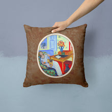 Load image into Gallery viewer, Lady with her Pug Throw Pillow - 14x14 Decorative Pillow – Art for Your Home &amp; Patio 7166PW1414