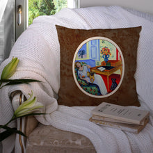 Load image into Gallery viewer, Lady with her Pug Throw Pillow - 14x14 Decorative Pillow – Art for Your Home &amp; Patio 7166PW1414