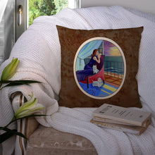 Load image into Gallery viewer, Lady with her Westie Throw Pillow - 14x14 Decorative Pillow – Art for Your Home &amp; Patio 7167PW1414