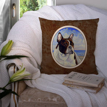 Load image into Gallery viewer, French Bulldog at the beach Throw Pillow - 14x14 Decorative Pillow – Art for Your Home &amp; Patio 7171PW1414
