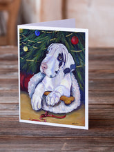 Load image into Gallery viewer, Christmas Tree with Harlequin Great Dane  Greeting Cards -  Blank Note Cards – 8-Pack of Artist-Designed Cards with Envelopes