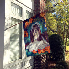 Load image into Gallery viewer, Autumn Leaves Shih Tzu Flag Canvas House Size
