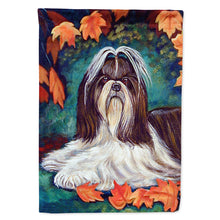 Load image into Gallery viewer, Autumn Leaves Shih Tzu Flag Canvas House Size