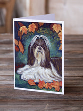 Load image into Gallery viewer, Autumn Leaves Shih Tzu  Greeting Cards -  Blank Note Cards – 8-Pack of Artist-Designed Cards with Envelopes