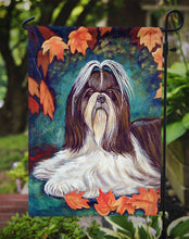 Load image into Gallery viewer, Autumn Leaves Shih Tzu Garden Flag – Decorative Outdoor Yard Flag