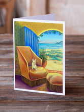 Load image into Gallery viewer, French Bulldog Couch Sitting  Greeting Cards -  Blank Note Cards – 8-Pack of Artist-Designed Cards with Envelopes