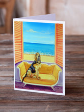 Load image into Gallery viewer, Bloodhound Couch Sitting  Greeting Cards -  Blank Note Cards – 8-Pack of Artist-Designed Cards with Envelopes