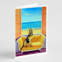 Load image into Gallery viewer, Bloodhound Couch Sitting  Greeting Cards -  Blank Note Cards – 8-Pack of Artist-Designed Cards with Envelopes