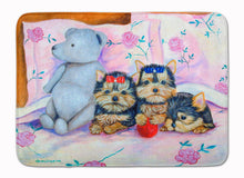 Load image into Gallery viewer, Yorkie Puppies three in a row Machine Washable Memory Foam Mat 7192RUG