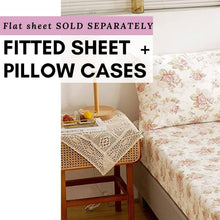 Load image into Gallery viewer, DaDa Bedding Hint of Mint Dainty Cottage Floral Roses Cotton Fitted Sheet w/ Pillow Case (3036)