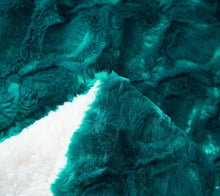 Load image into Gallery viewer, DaDa Bedding Mermaid Scales Emerald Green Blue w/ Sherpa Backside Faux Fur Throw Blanket (BL-171805)