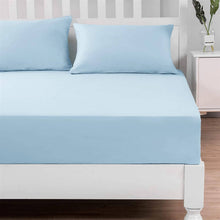Load image into Gallery viewer, DaDa Bedding Cotton Soothing Light Sky Blue Fitted Sheet (JHW-604)