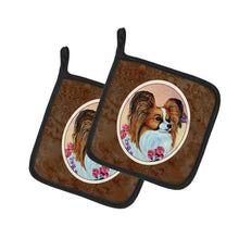 Load image into Gallery viewer, Papillon Rose Pot Holders - Set of 2 Decorative Kitchen Helpers | Made in the USA 7200PTHD