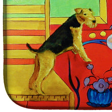 Load image into Gallery viewer, Airedale Terrier with lady in the kitchen Dish Drying Mat – Absorbent, Artistic Kitchen Essentials 7212DDM