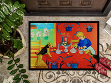 Load image into Gallery viewer, Airedale Terrier with lady in the kitchen Doormat Doormat - Large 24x36 – Indoor/Outdoor Floor Mat