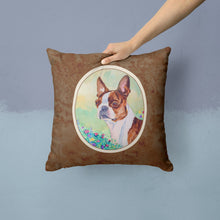 Load image into Gallery viewer, Red and White Boston Terrier Throw Pillow - 14x14 Decorative Pillow – Art for Your Home &amp; Patio 7222PW1414