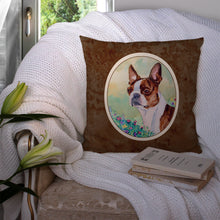 Load image into Gallery viewer, Red and White Boston Terrier Throw Pillow - 14x14 Decorative Pillow – Art for Your Home &amp; Patio 7222PW1414