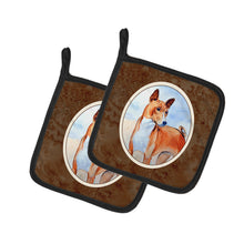 Load image into Gallery viewer, Red and White Basenji Pot Holders - Set of 2 Decorative Kitchen Helpers | Made in the USA 7223PTHD
