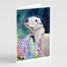 Load image into Gallery viewer, Bedlington Terrier Greeting Cards -  Blank Note Cards – 8-Pack of Artist-Designed Cards with Envelopes