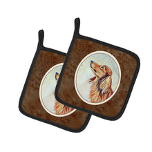 Load image into Gallery viewer, Long Haired Red Dachshund Pot Holders - Set of 2 Decorative Kitchen Helpers | Made in the USA 7240PTHD